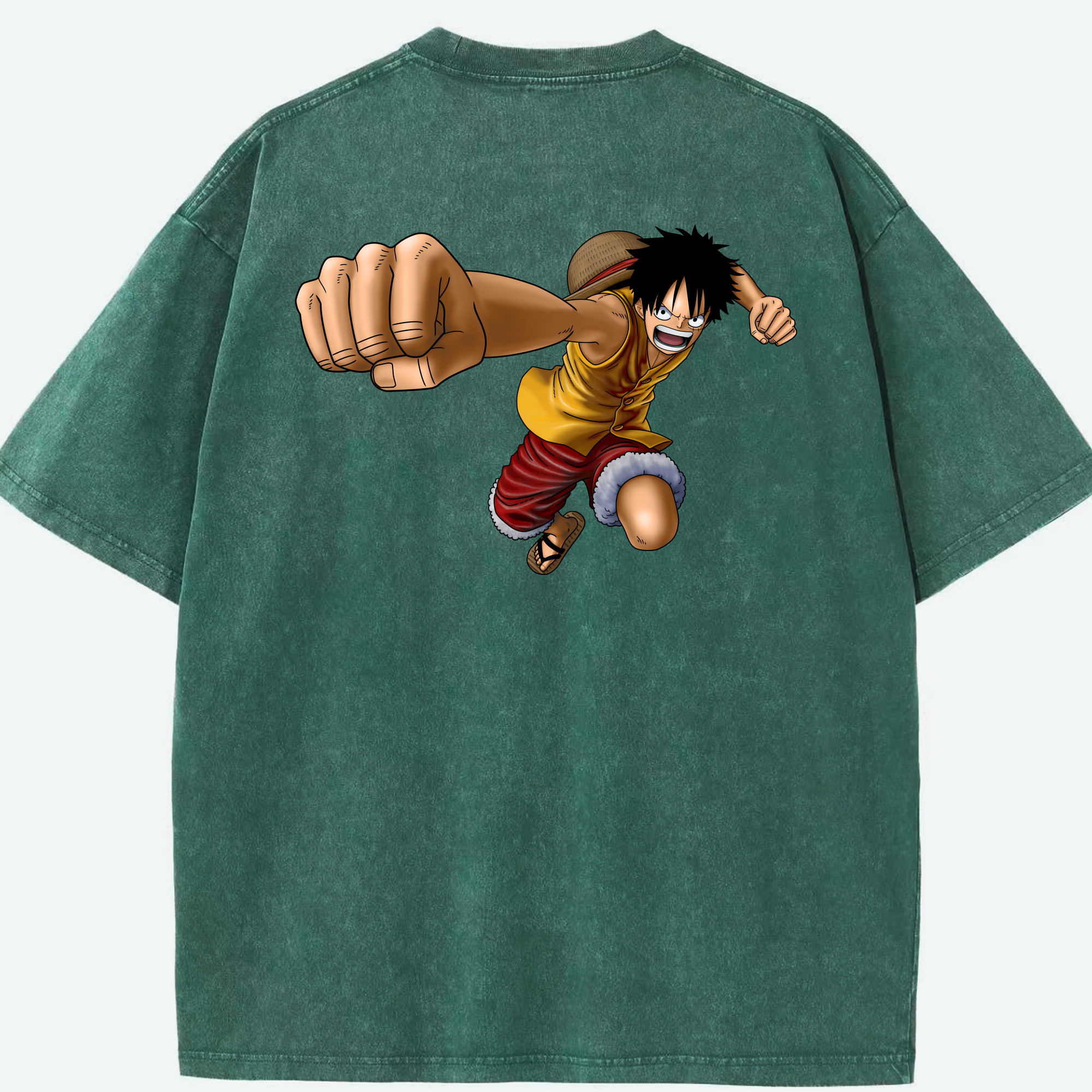 ワンピース モンキー・D・ルフィ ONE PIECE Monkey D. Luffy 綿100% ヴィンテージ風 半袖Tシャツ（背面プリント）